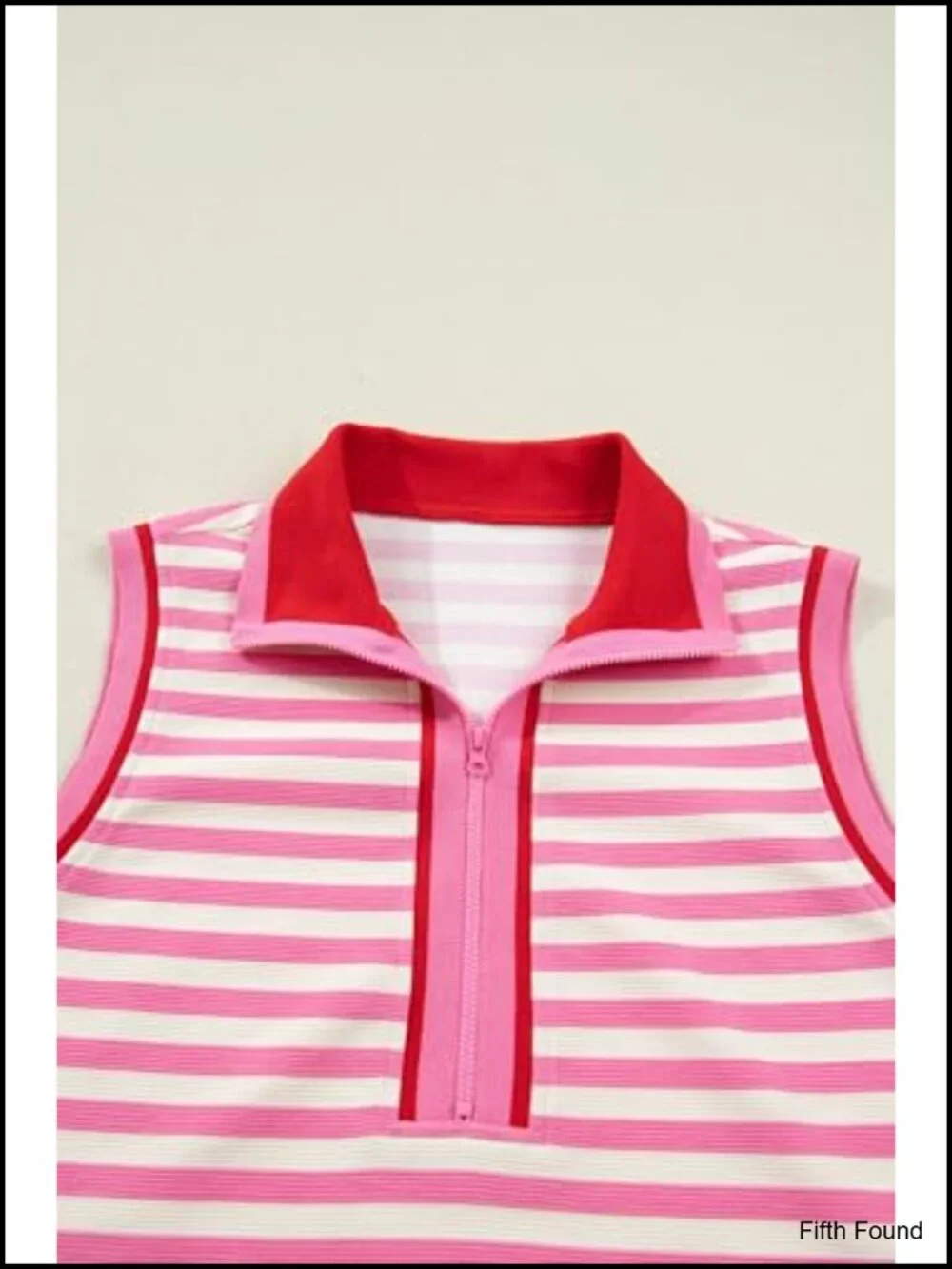 Contrast Striped 2 Piece Skirt Set - Sleeveless Zip Tank & Mini Skirt